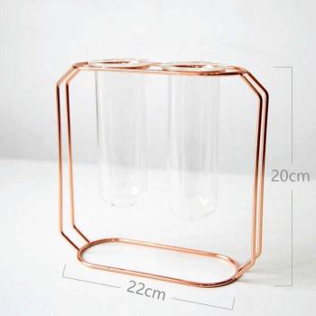 Elegant Rose Gold Glass Geometric Flowerpot Ensemble