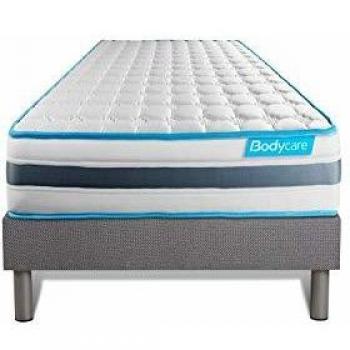 Matelas BodyFlex 90x200 Ressorts ensachés et mémoire de forme + sommier kit Gris