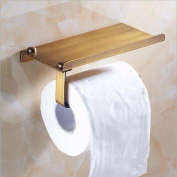 Wall-Mount Toilet Paper Holder with Integrated Phone Shelf