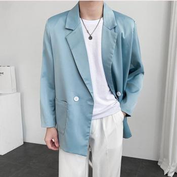 Korean Style Black‑Blue Slim Dress Blazer