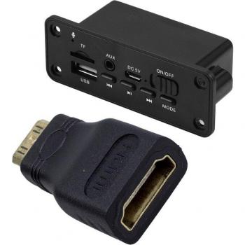 Convertidor Mini HDMI a HDMI + Decodificador MP3 Bluetooth 5.0