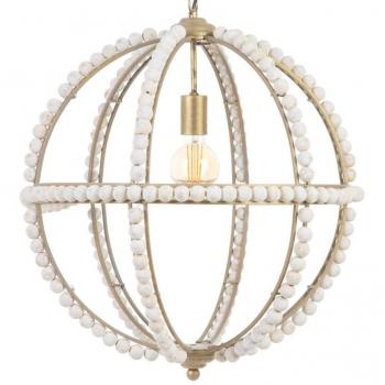 Lampadario moderno 54 x 54 x 54 cm Metallo e Legno Bianco
