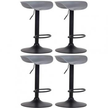 Set de 4 tabourets de bar Anaheim, design moderne, assise en plastique gris-noir