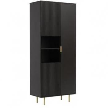 Noir Virdomi 104 – Étagère MDF stratifiée, 190 × 80 × 41 cm (sans portes ni tiroirs)