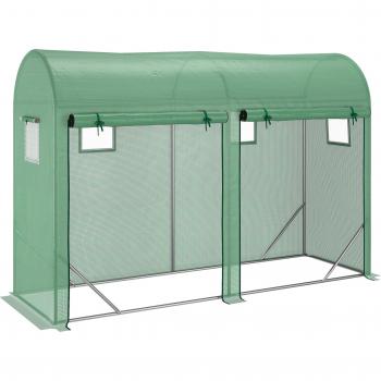 Abri Tunnel Jardin Solaire Sunny – Structure PE & Acier, 300x100x200 cm, Couleur Verte