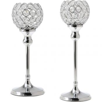 Metal Votive Tealight Candle Holders Wedding Centerpiece 35cm + 30cm Silver