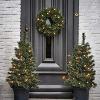 Ensemble de 2 sapins de Noël + 1 couronne LED