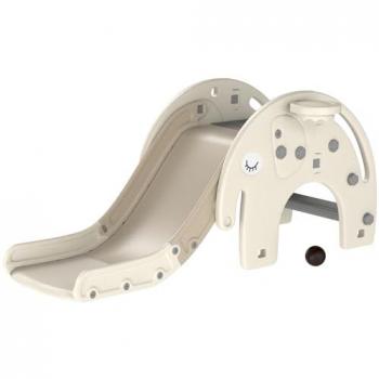 3 in 1 Elephant-Themed Kids Slide with Basketball Hoop and Climber for Toddlers