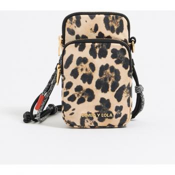 Bandolera Mini de Nylon Beige Leopardo para Mujer