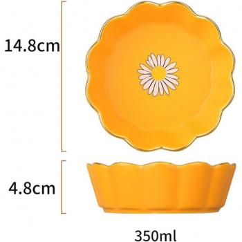 Phnom Penh Lace Ceramic Bowl with Daisy Design Multicolor 14.8x4.8cm