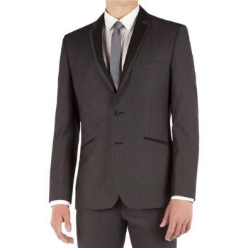 Black Slim Fit Prom Suit with Contrast Lapel