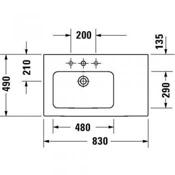 Lavabo ME by Starck 830x490mm 1 HL bianco Duravit