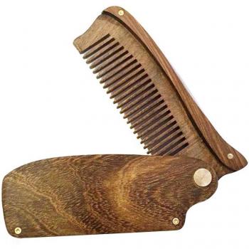 Black Gold Sandalwood Folding Beard Comb for Men