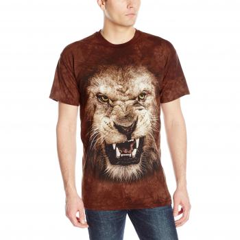 Mountain Big Face Roaring Lion – Männershirt Braun M