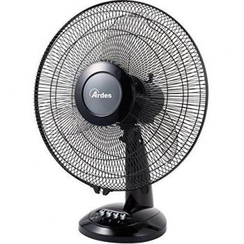 Ardes AR5S40 Style 40 Ventilatore da Scrivania Pala 40 cm, Tre Velocità, Finitura Cromata, Total Black