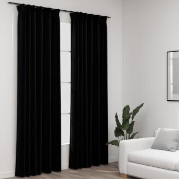 Rideaux occultants aspect lin 2pcs Noir 140x225cm
