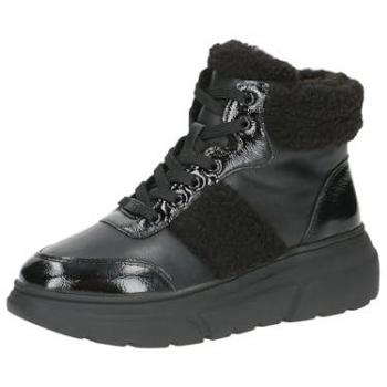 Bottine en cuir et textile noir CAPRICE, talon compensé, pointure 38