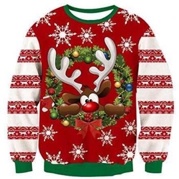 Christmas Sweater Uomo Cervo Stampa 3D