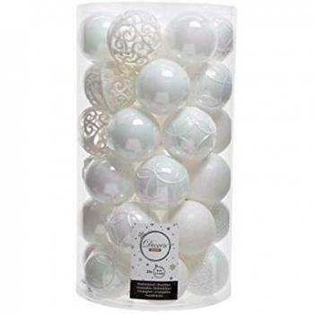 Palline per albero di Natale Amicasa, mix di sfere bianche iridescenti, 37 pezzi, 6 cm