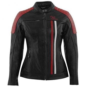 Giacca Moto Donna Rusty Stitches Alice Nero-Bianco-Rosso
