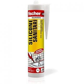 Fischer Silicone Sigillante Sanitari SNS 310ml Trasparente Neutro Antimuffa per Ambienti Sanitari