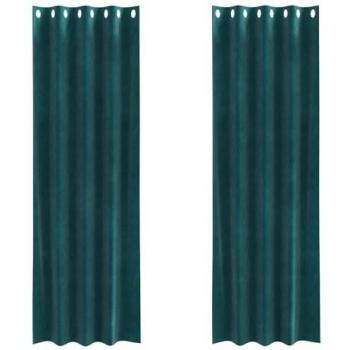 Rideaux en Velours 2 Pcs Vert Foncé 140x260 cm