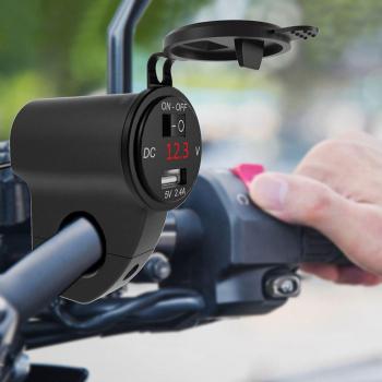 Chargeur RestoMoto Étanche 2USB, Affichage Digital de la Tension, Interrupteur