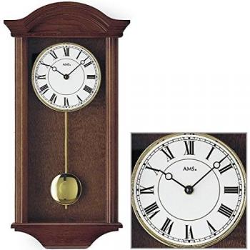 AMS Quarz-Pendeluhr, Holz, Mehrfarbig, 63 x 32 x 18 cm