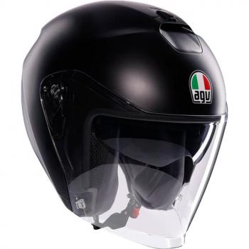 Casque moto jet AGV Irides Mono Logo Noir XL avec écran anti-rayures et protection UV