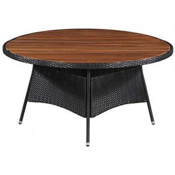 VidaXL Table de Bar Résine Tressée et Bois d'Acacia 60x60x110 cm