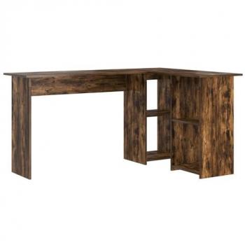 Smoked Oak Office Desk with Storage – Engineered Wood, 142 x 102 x 73 cm – vidaXL