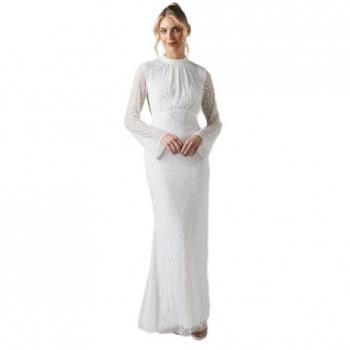 Coast Women's Ivory Sequin Cowl Back Dress