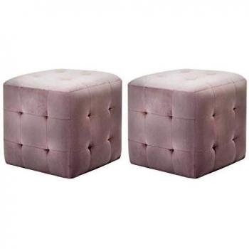 Pink Aksoma Pouffe Pair – 30x30x30 cm