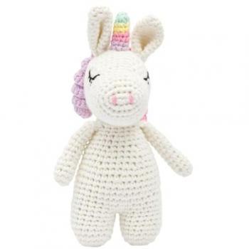 Handgefertigtes Einhorn Spielzeug aus Baumwolle 16 cm