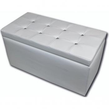 Weißer Kunstleder Hocker mit Stauraum
