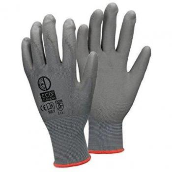 Guantes de Construcción y Jardinería Ecd Germany 24P – Revestimiento PU, Gris