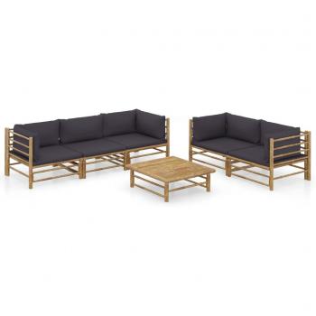 VidaXL Modular 6-Piece Garden Lounge Set with Dark Gray Cushions