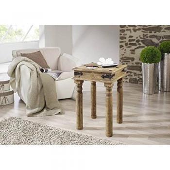 Sheesham „Robin” Beistelltisch – Massivholz, Grau, 60 × 40 × 40 cm