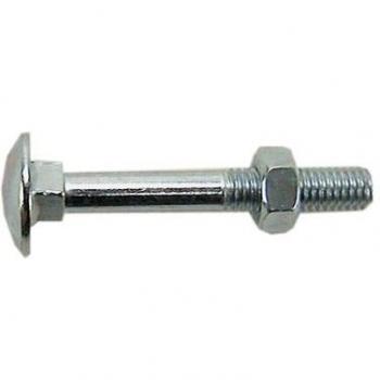 Tornillo M10 x 70 DIN 603, negro con tuerca hexagonal zincada, revestimiento blanco