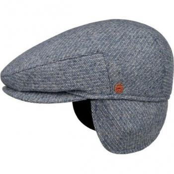Mayser Merlino Grey-Blue Flat Cap with Ear Flaps