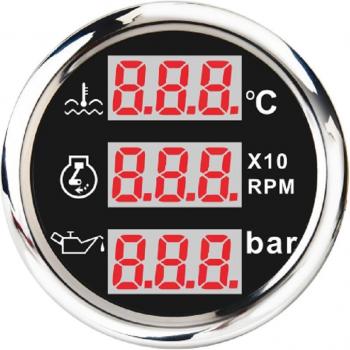 SPR Neuheiten 52mm wasserdichter Universal-Digital-Multimeter 3-in-1 für Temperatur Wasser Drehzahl Öldruck mit Alarmbereich 9-32V