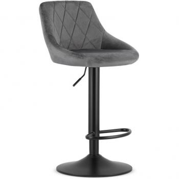 Chaise bar KAST rotative velours gris-noir 45,5 x 49 x 85-105 cm