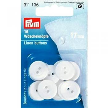 Prym 17mm White Plastic Button Set, 16 Pieces