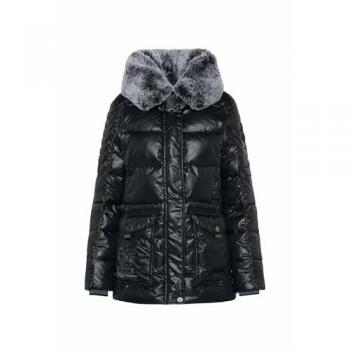 SOCCX Damen Winterjacke XXL, schwarz, mit hohem Kragen und Windbreaker-Bündchen