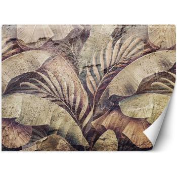 Imitation béton avec feuilles de palmier jungle – Papier peint mural 100x70