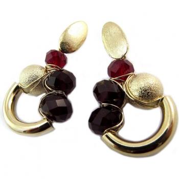 Les Trésors de Lily P4030 – Boucles artisanales 50 × 25 mm plaqué or Brasilia