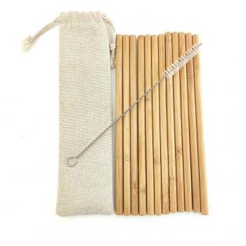 Vbatty Bamboo Drinking Straw Pack with Brush and Case