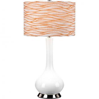 Netlighting Milo Table Lamp in Polished Nickel with White and Orange Globe Shade