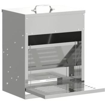 VXL Chicken Treadle Feeder – 33×42×40 cm Silver Galvanized Steel