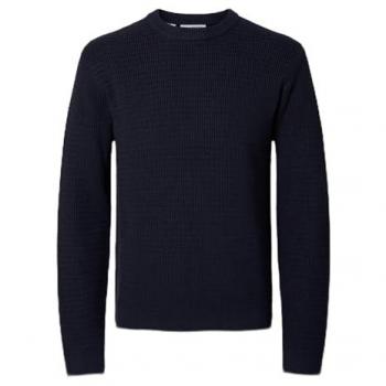 Strickpullover mit gerippten Abschlüssen in Marine